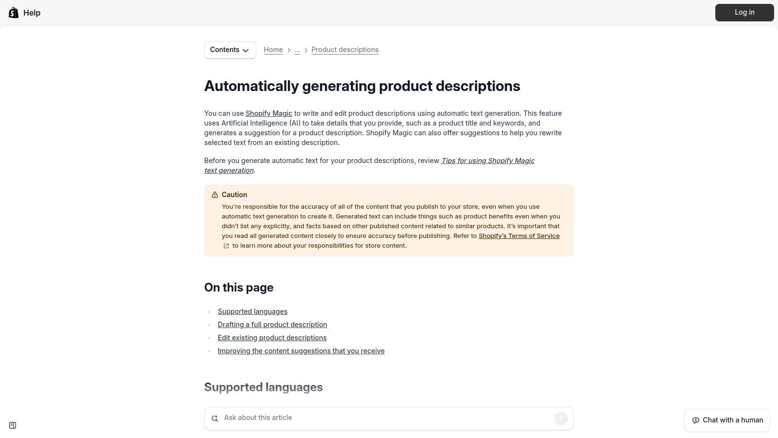 Shopify (Shopify Magic)