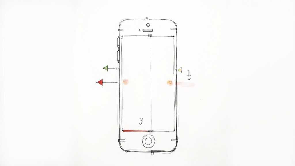 Smartphone diagram showing button locations with colored arrows pointing to volume and power buttons